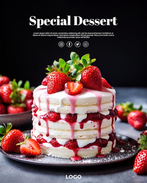 A poster for a special special special special special special with strawberries and cream