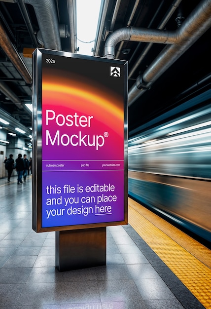 Poster on the subway  mockup