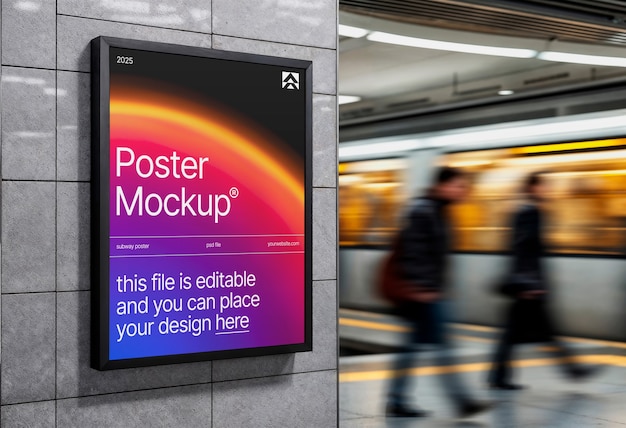Poster on the subway  mockup