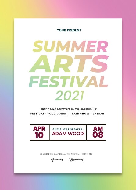 PSD a poster for summer festival festival at the festival