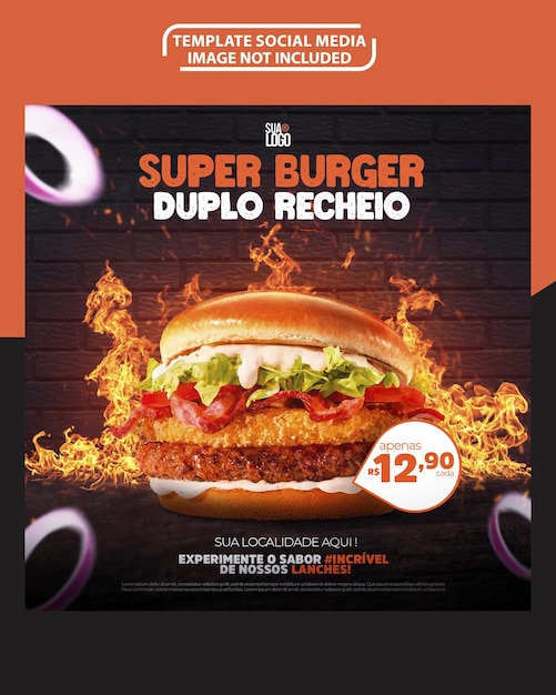 PSD un poster per il super burger duplio rehoboto