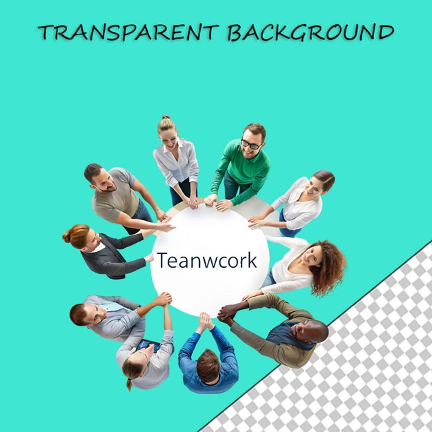 PSD a poster for team members with one holding hands with the words  team  on it