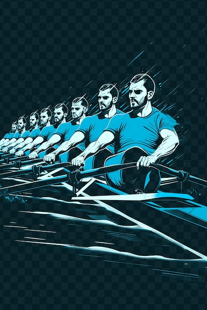 A poster for a team of rowers with the words team rowing