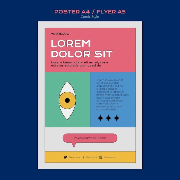 PSD poster template in comic style
