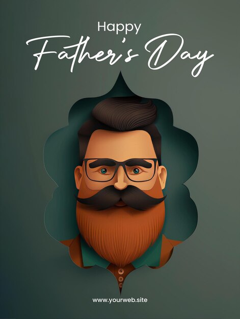 PSD poster template for congratulations on fathers day with a fathers illustration background