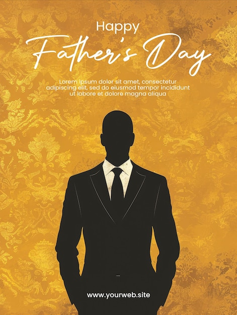 PSD poster template for congratulations on fathers day with a fathers illustration background