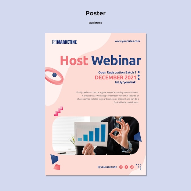 Poster template for marketing business with geometric shapes
