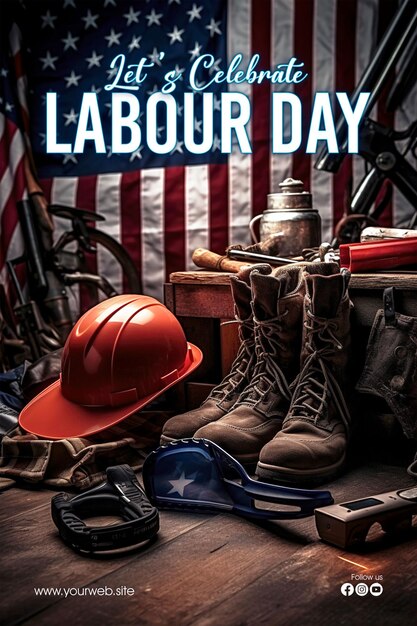 PSD poster template happy international labor day