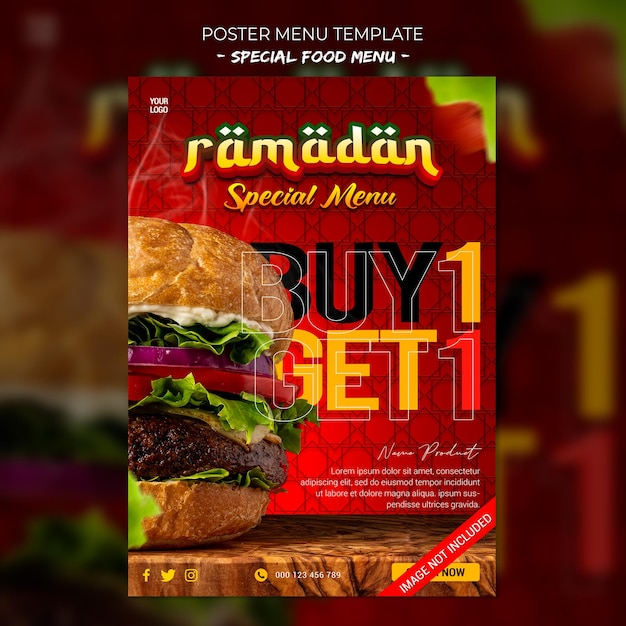 PSD poster template special menu burger display editable file