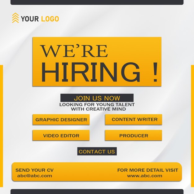 PSD poster template for we are hiring