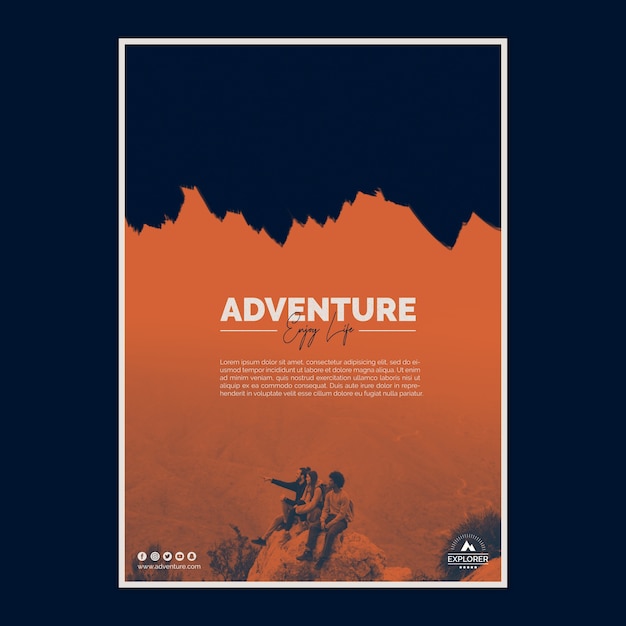 PSD poster template with adventure concept