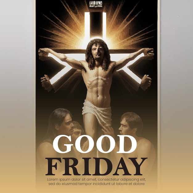 PSD a poster that reads good friday blessings with a cross in the background