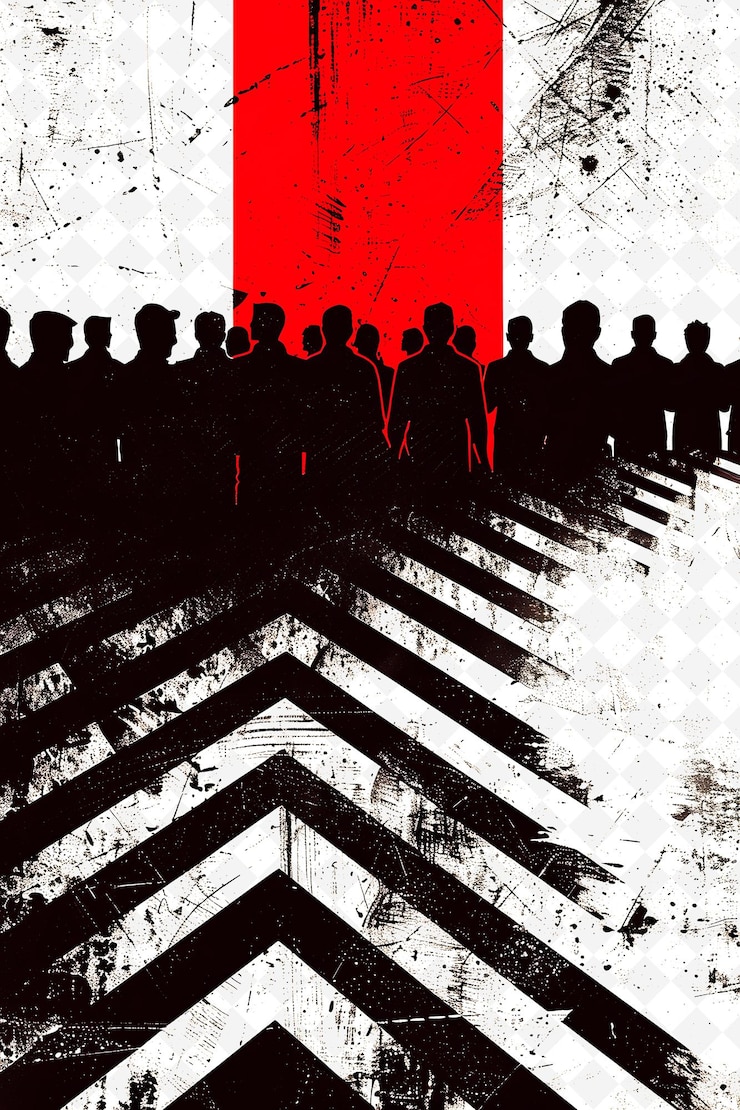 PSD a poster that says quot a group of people quot in front of a red door