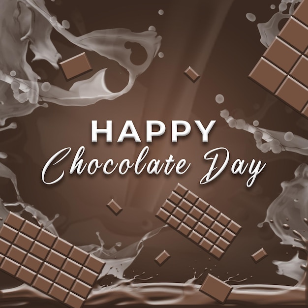 PSD a poster that says happy chocolate day on it