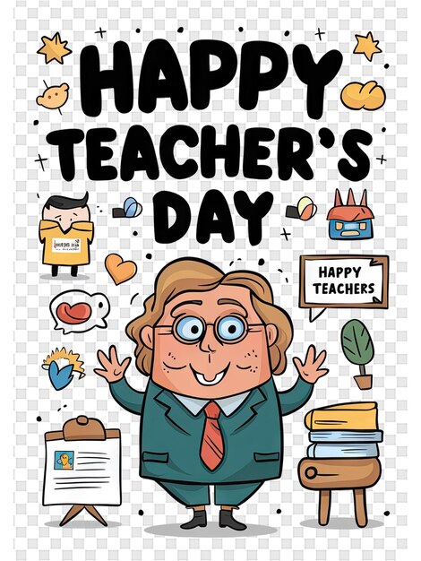 PSD a poster that says happy teacher day today