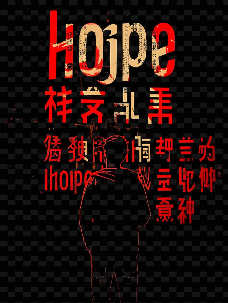 PSD a poster that says hope in red letters