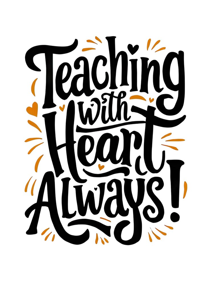 PSD a poster that says teaching with heart