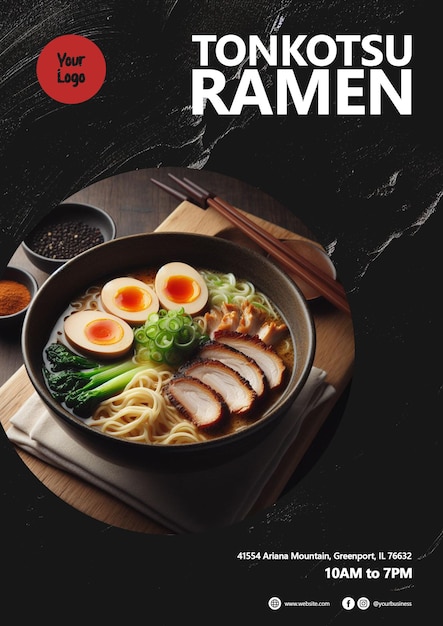 PSD poster di tonkotsu ramen