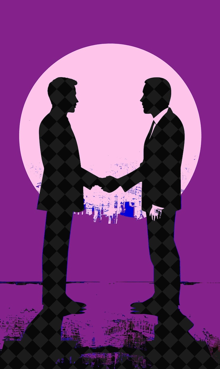 PSD a poster of two men shaking hands with one saying quot two quot
