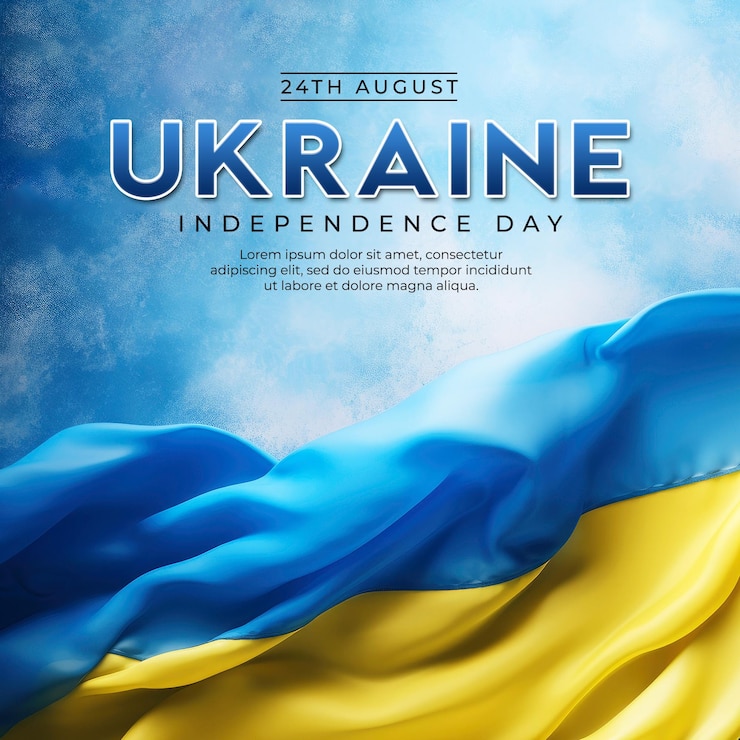 PSD плакат на день независимости украины с синим и желтым флагом