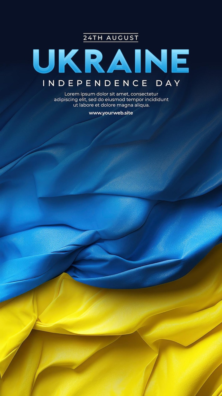 PSD плакат на день независимости украины с синим и желтым флагом