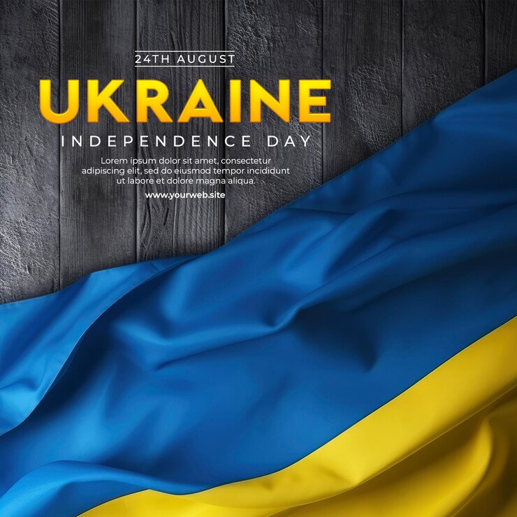 PSD плакат на день независимости украины с синим и желтым флагом