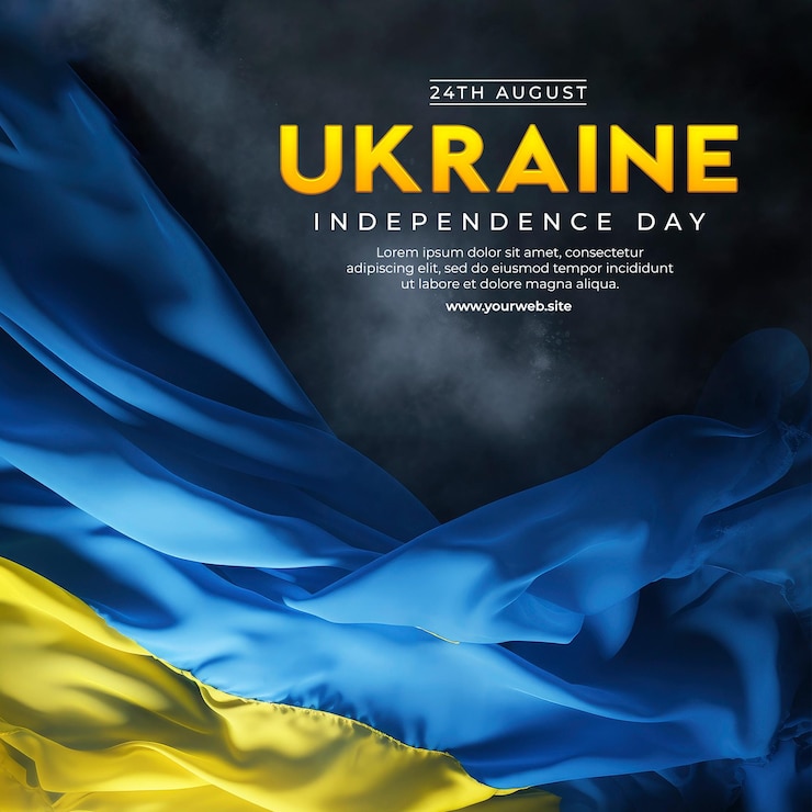 PSD плакат на день независимости украины с синим и желтым флагом