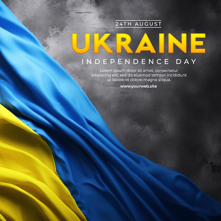 PSD плакат на день независимости украины с синим и желтым флагом
