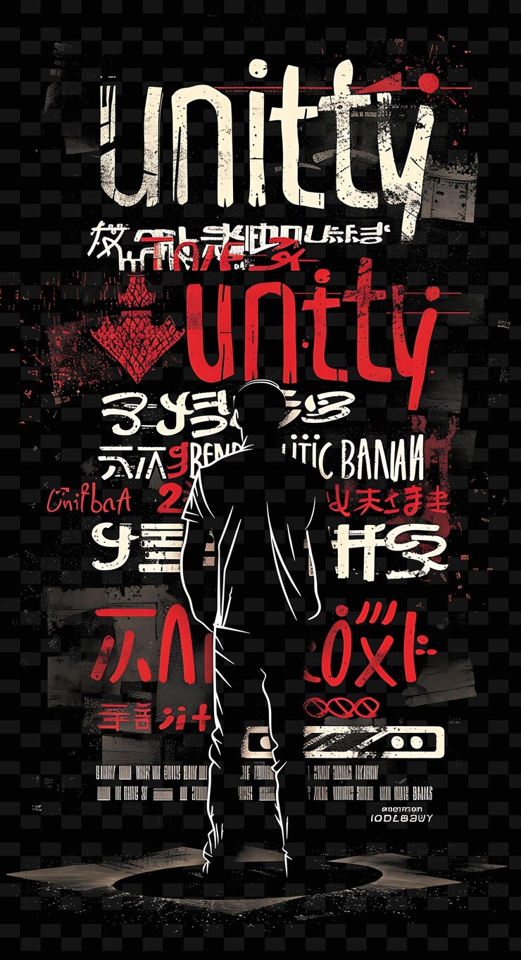 PSD 赤と黒で書かれた国連のポスター