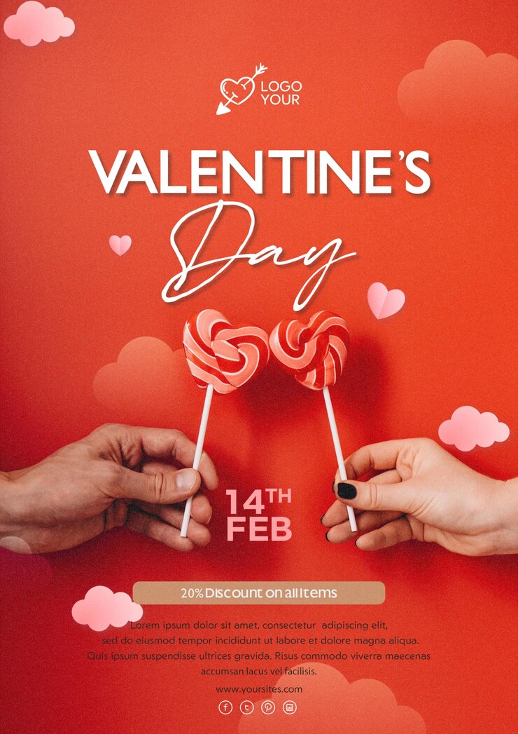 PSD poster valentijnsdag verkoop templates