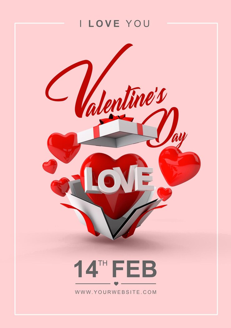 A poster for valentine's day with a box of love on it.