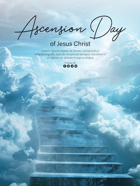 Poster van de hemelvaart van jezus christus met achtergrond stairway to heaven