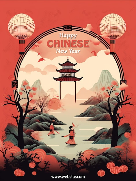 PSD poster voor de viering van het chinees nieuwjaar