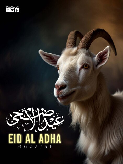 Poster voor eid ul adha geit met abstract achtergrond