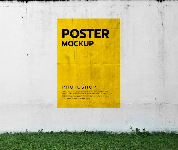 PSD poster on wall background