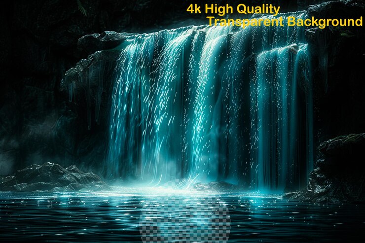 PSD a poster for a waterfall with a picture of a waterfall that says  high quality value value