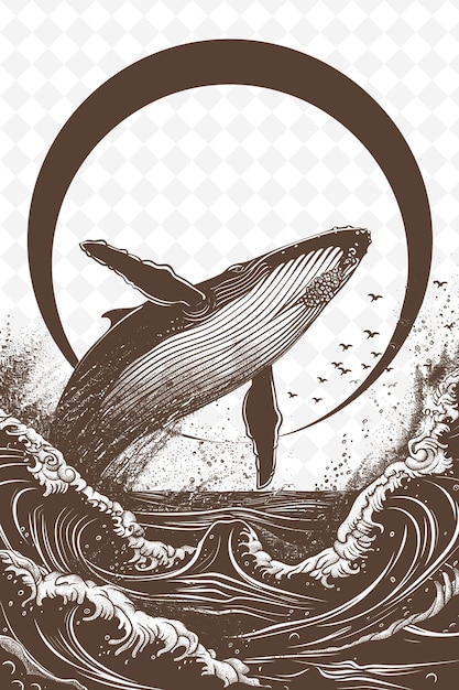 PSD un poster per una balena con una balena sullo sfondo di un cerchio