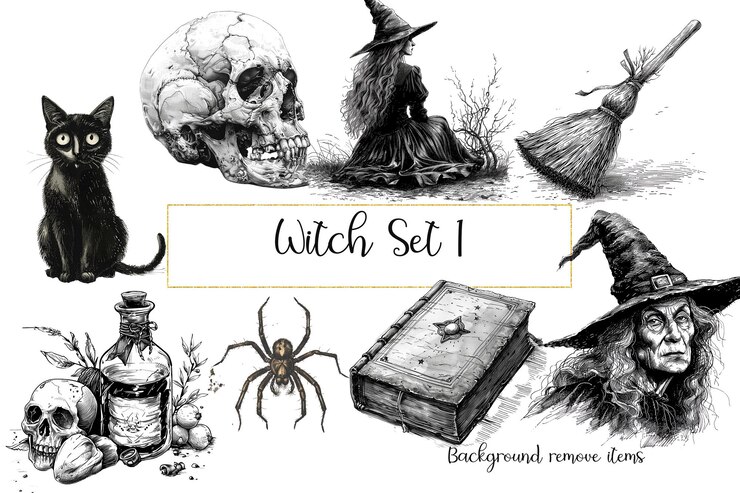 PSD a poster for witch set set with a spiderman