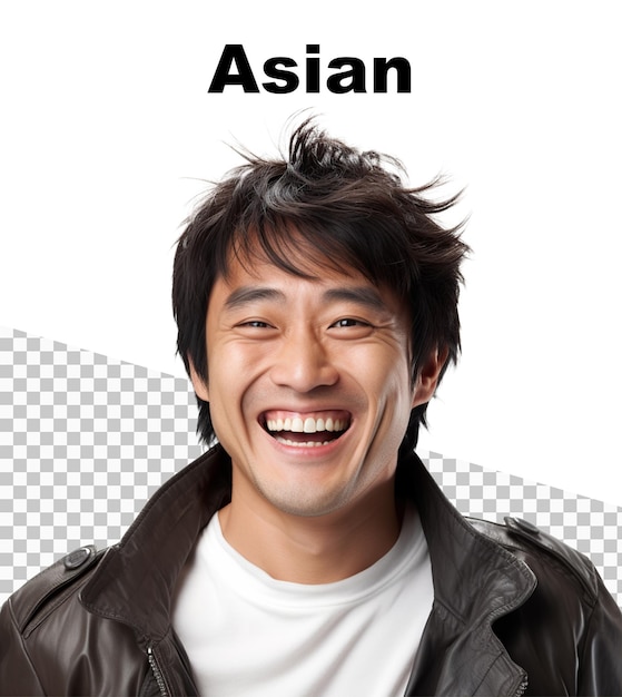 PSD un poster con un uomo asiatico e la parola asiatico in alto