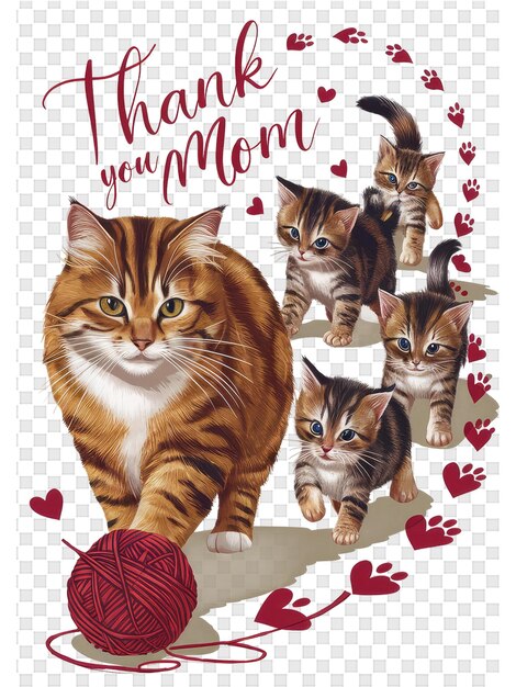 PSD a poster with a cat and kittens with the words thank you for you