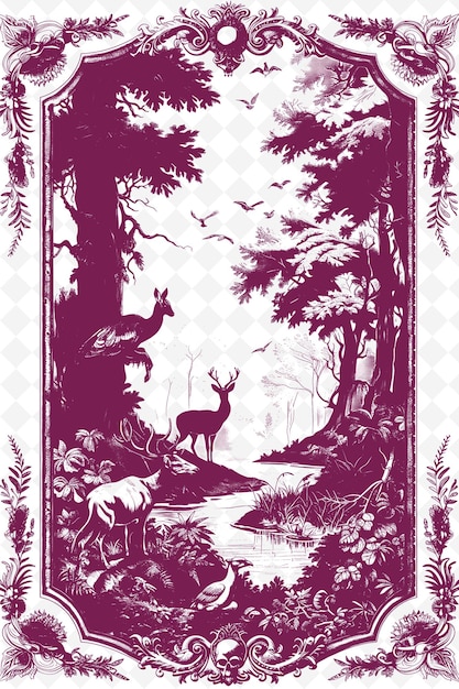 PSD a poster with deers in the forest with deers