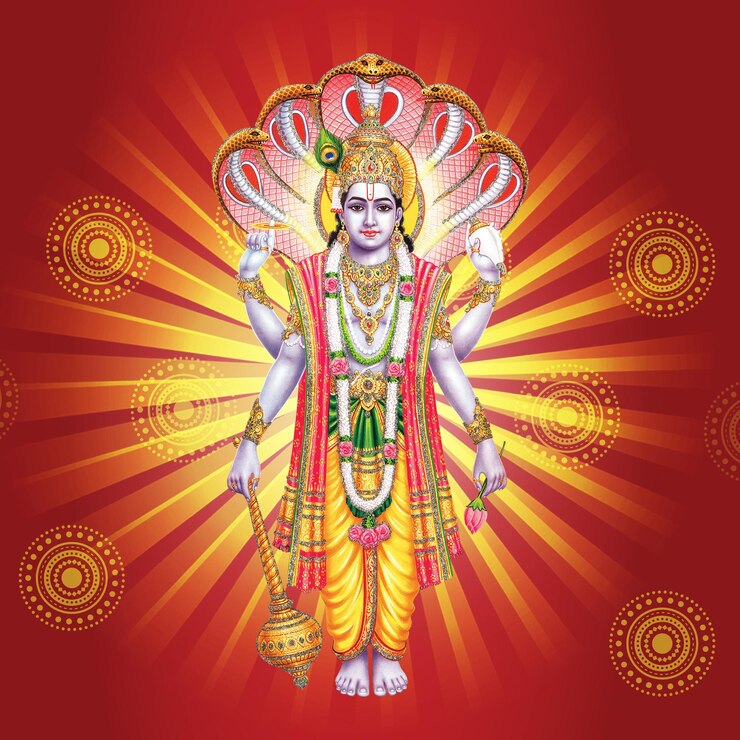 PSD a poster with a deity that has the word god on it picture of hindu god vishnu