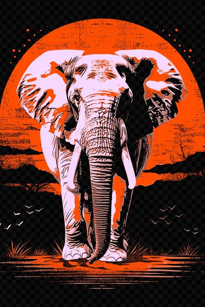 PSD a poster with an elephant on it and the moon in the background