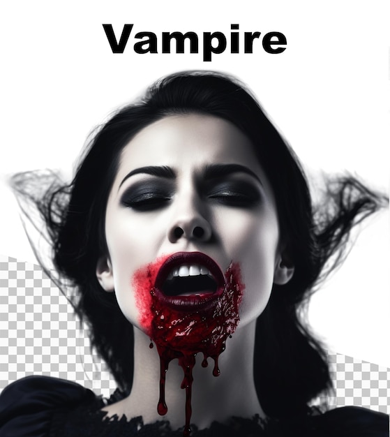 PSD un poster con una vampira e la parola vampiro in alto