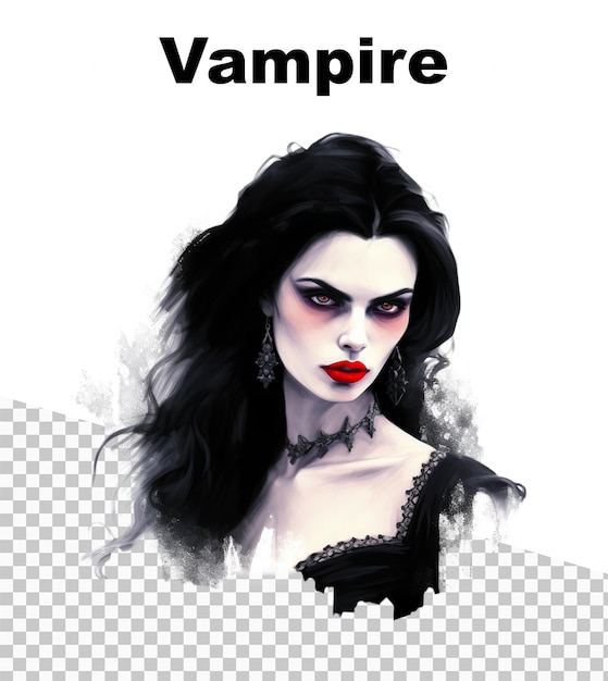 PSD un poster con una vampira e la parola vampiro in alto