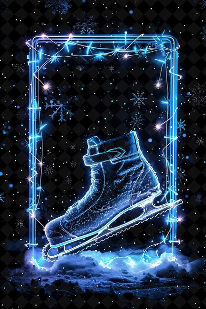 Un poster con una figura in una scarpa da pattinaggio su ghiaccio