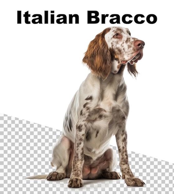 PSD a poster with an italian bracco dog with the word italian bracco on the top