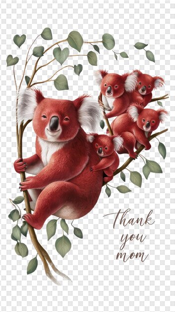 A poster with koalas and a sign that says thank you