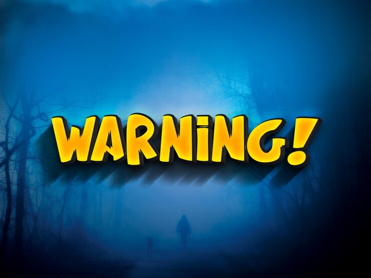 PSD a poster with a man in a blue shirt and yellow text that says warning