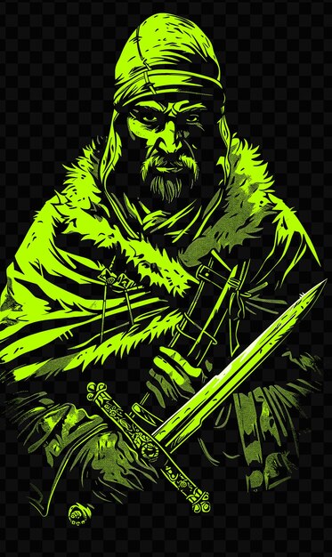 PSD a poster with a man with a sword and a green background